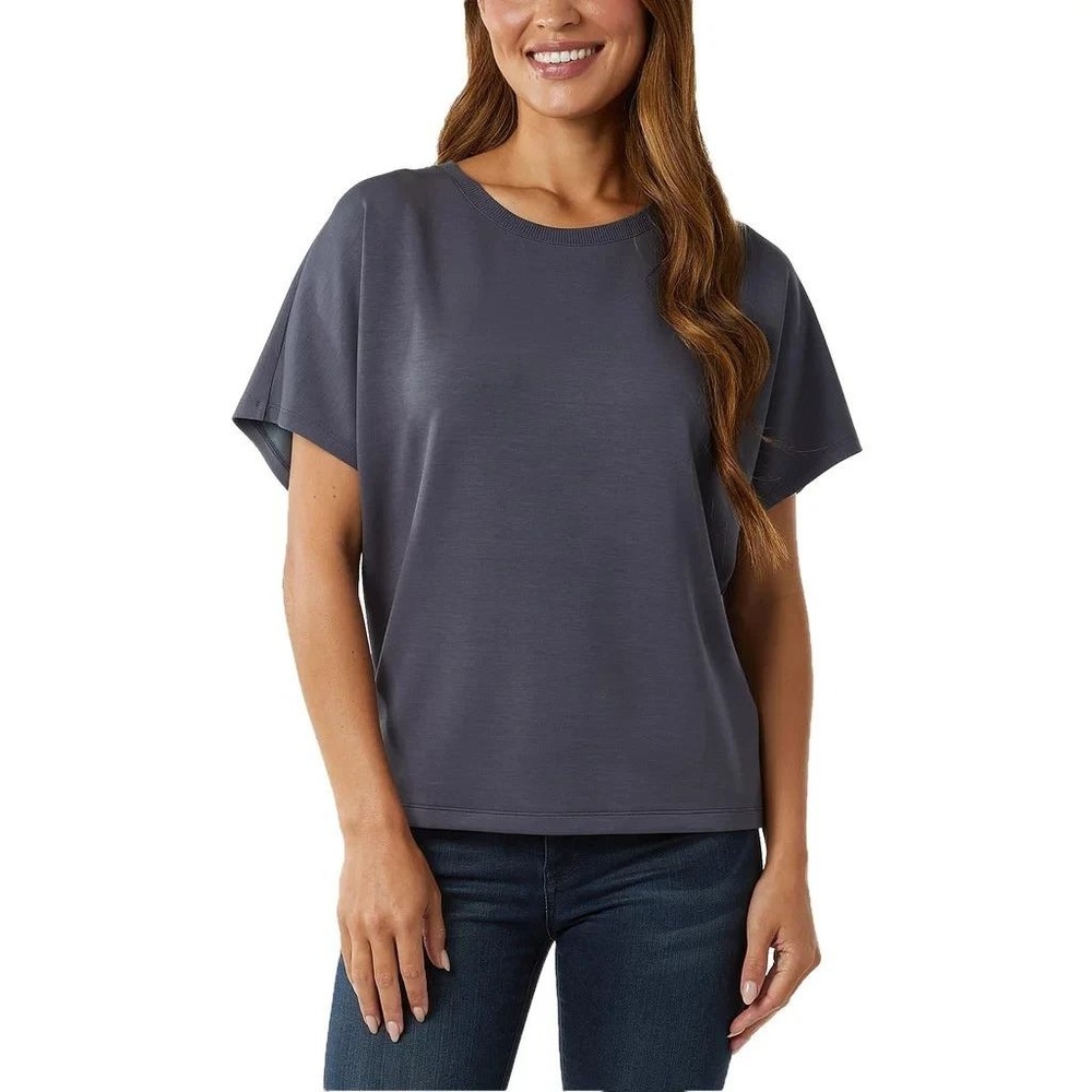 NWOT 32 Degrees Cool Women's L Blue Dolman Short Sleeve Tee Rayon Blend